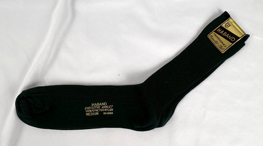 Vintage Haband Executive Club Stretch Nylon Dress Socks Black NOS Medium RN1506